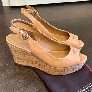 Coach Nude Wedge Sandals